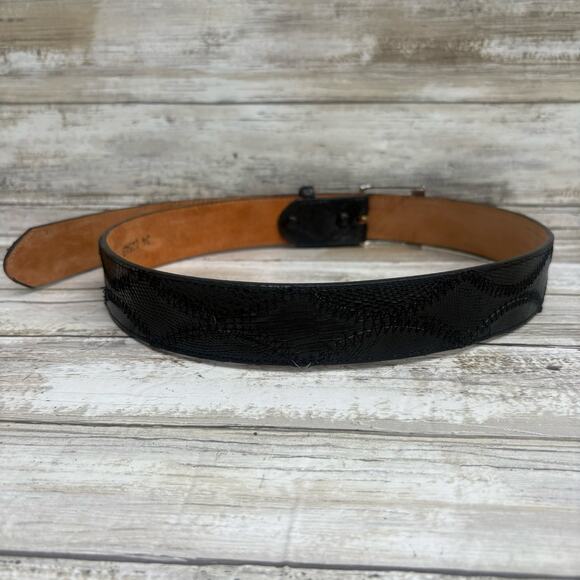 Nocona Belt Genuine Lizard Made in US Black Sz 34 Exotic Western Cowgirl - Picture 5 of 10
